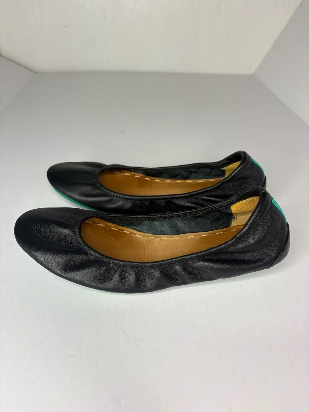 Black Tieks Leather foldable ballerina flats size 9
